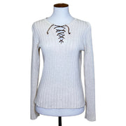 Ralph Lauren Tan Sweater with Lace Up, 1990s, 38” Bust, as is