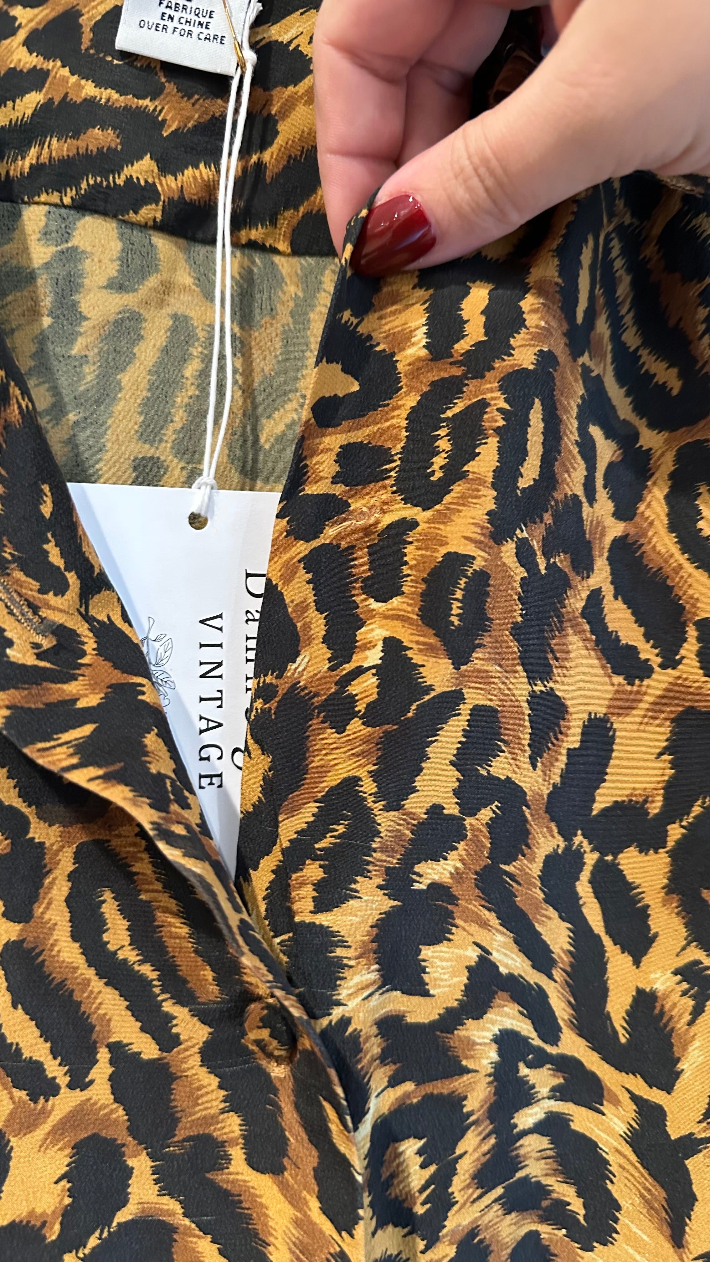 Silk Cheetah Print Top, 1990s, 38” Bust as is