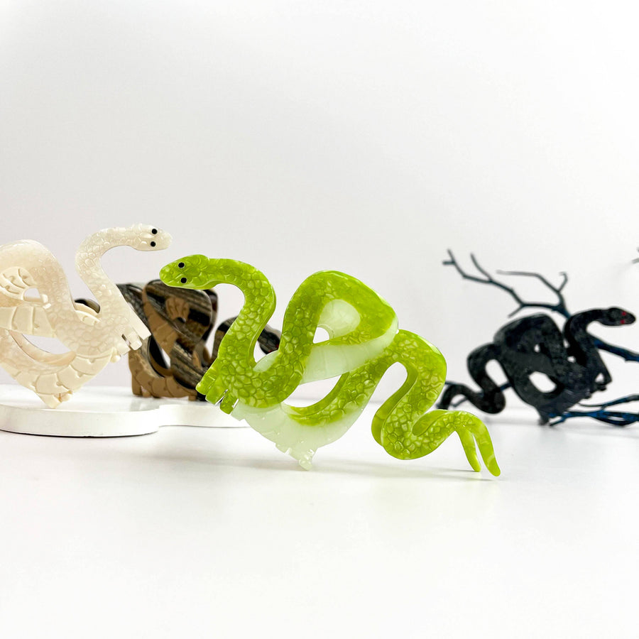 Two-color Snake Hair Clip, Acetate Animal Claw Clip: Black