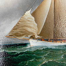 Load image into Gallery viewer, Racing Sloop Oil Painting Print on Canvas in Gold Frame