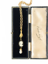 Load image into Gallery viewer, 24K Satin Gold Cameo &amp; Hand Charm Necklace: 20"