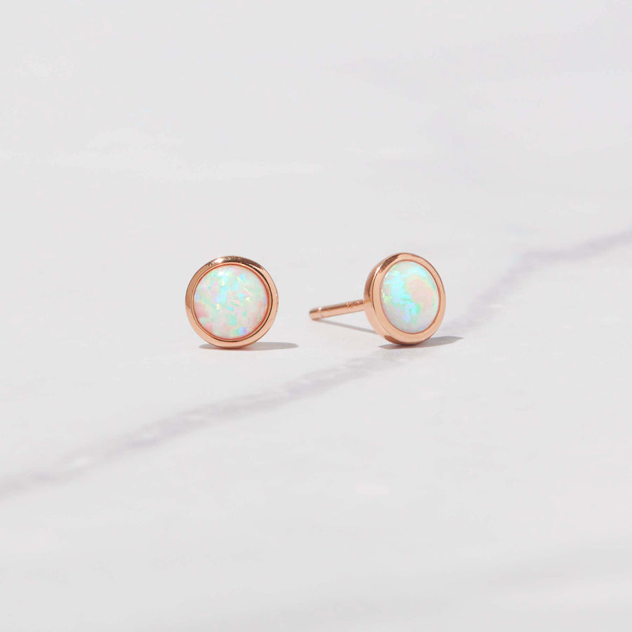 Large Opal Studs: Gold