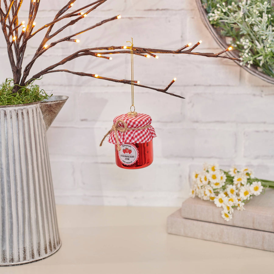 Glass Strawberry Jam Ornament