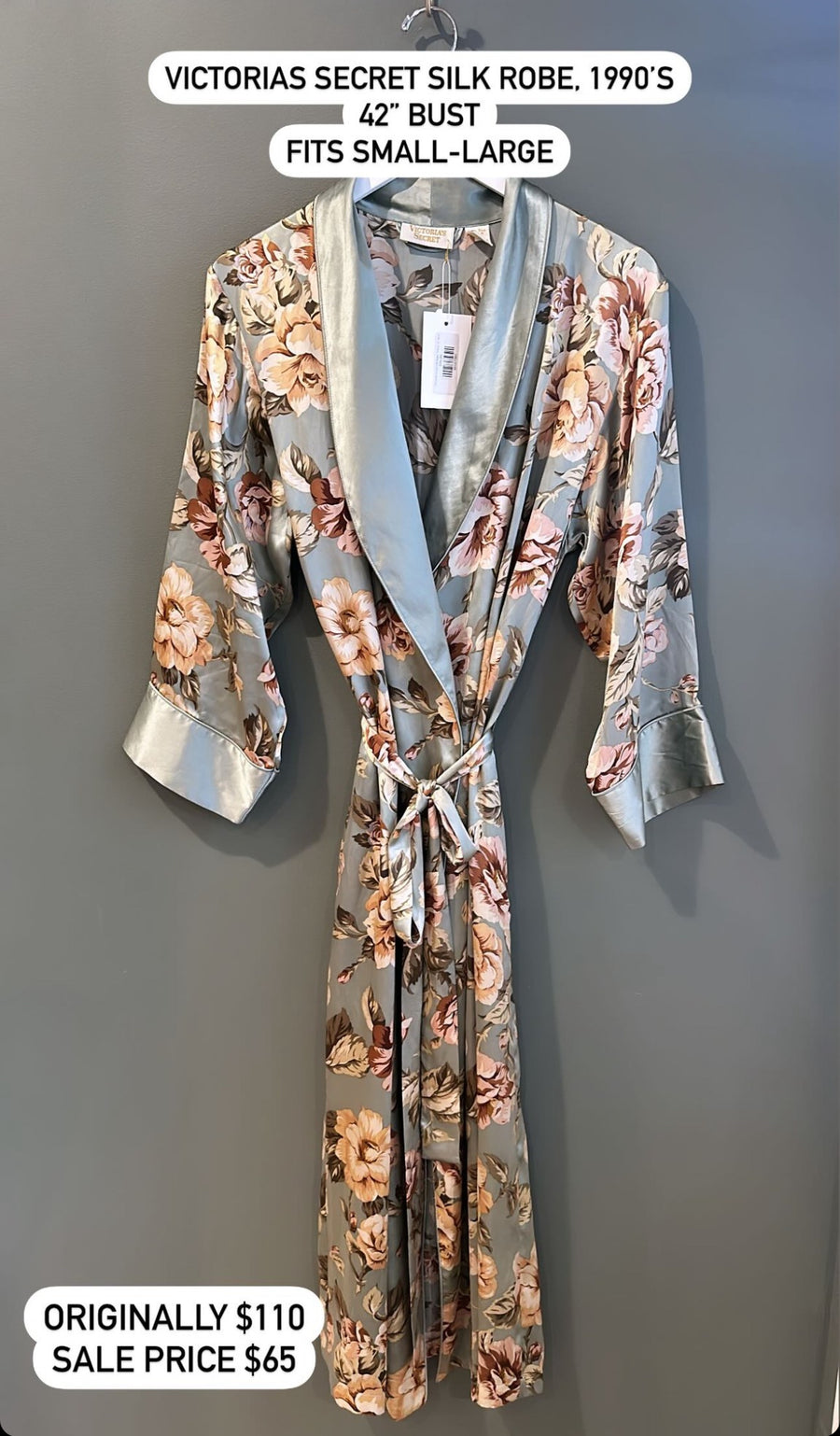 Victorias Secret Silk Robe, 1990’s, 42” Bust