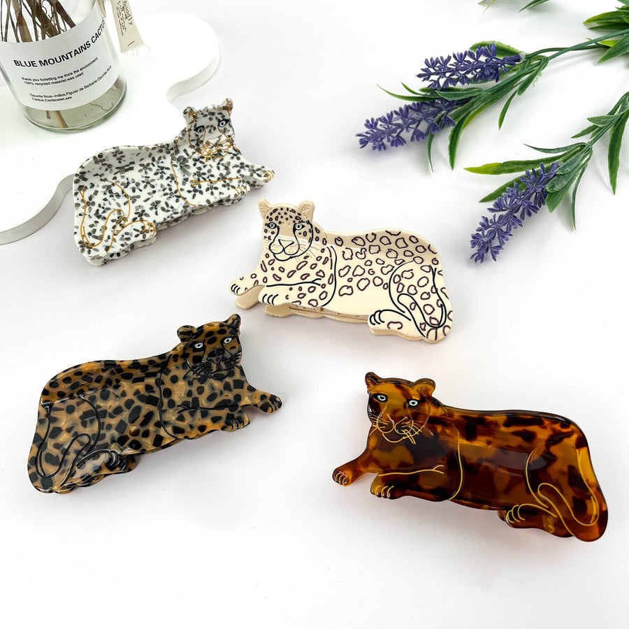 Lazy African Leopard Acetate Hair Claw Clip: A