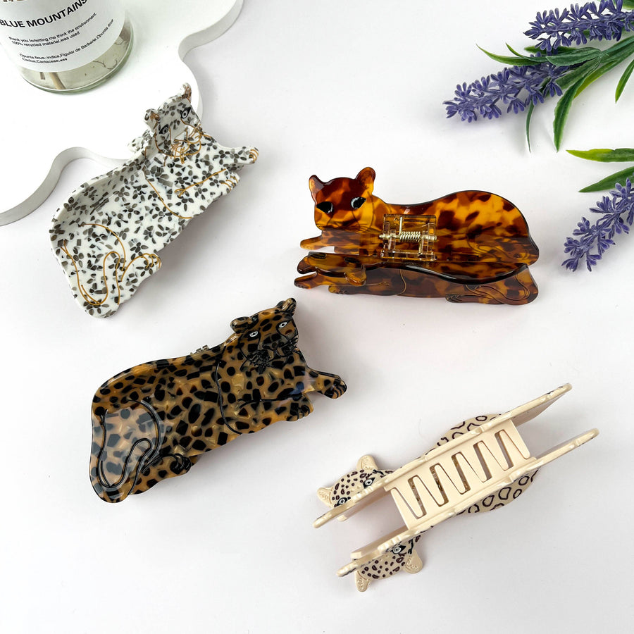 Lazy African Leopard Acetate Hair Claw Clip: A