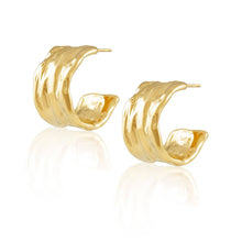 Load image into Gallery viewer, Gina 18K Gold Plated Hammered Hoop Earrings