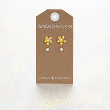 Load image into Gallery viewer, Vintage Flower with Pearl Stud Earrings