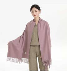 Cozy Woven Cashmere Wrap Shawl Scarf Throw: Black