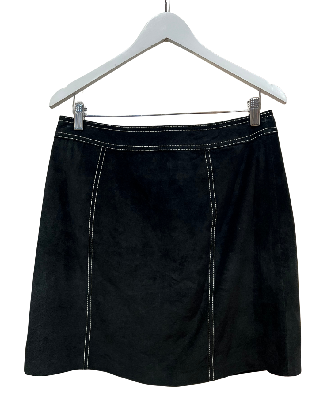 Black Suede Skirt, 1990s, 32” Waist