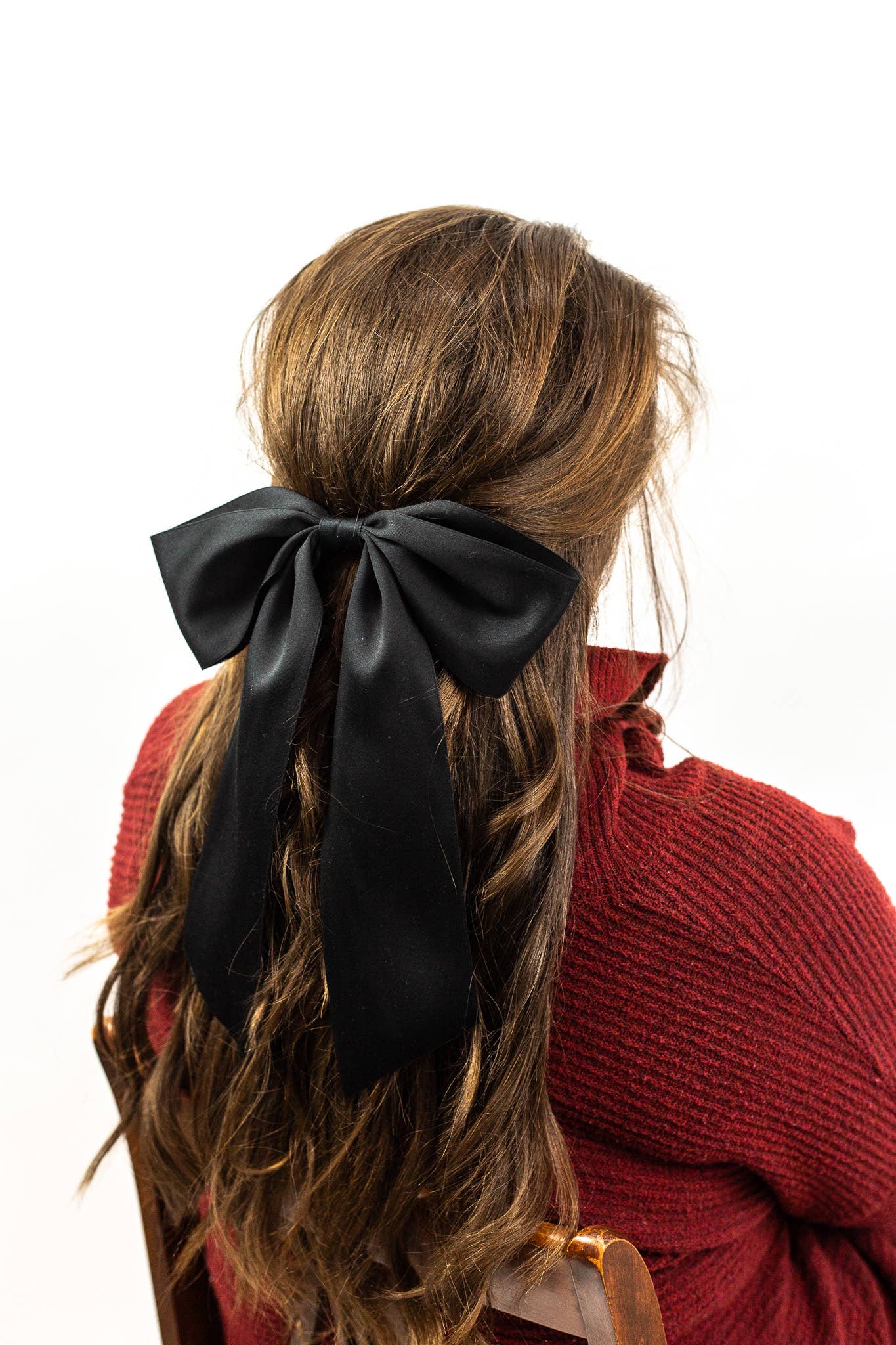 Oversized Matte Satin Hair Bow Barrette | Bailee Bow OS: Black