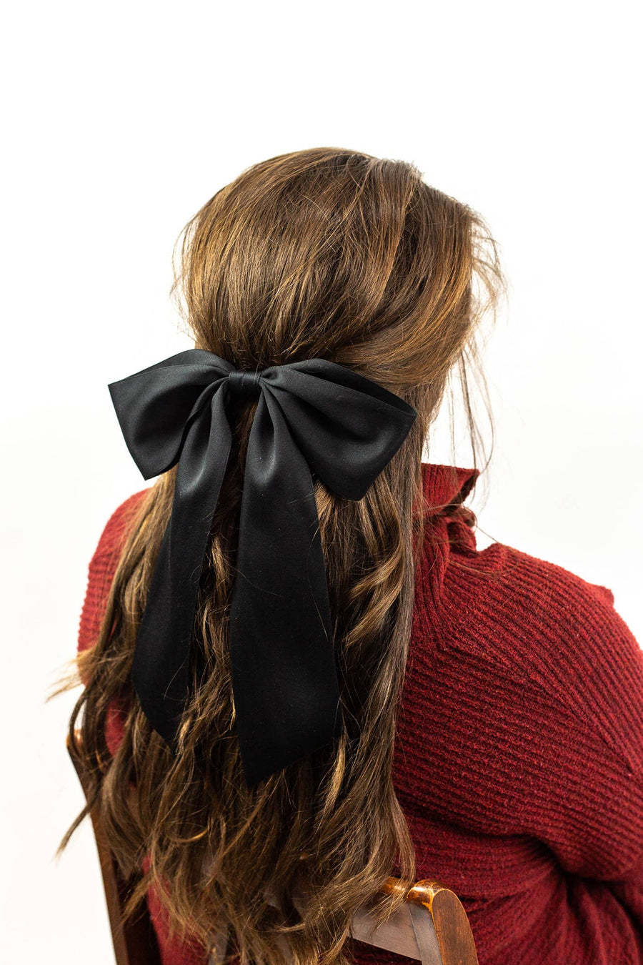 Oversized Matte Satin Hair Bow Barrette | Bailee Bow OS: Black
