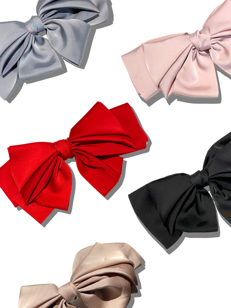 Handmade Satin Bow Hair Clip | Holiday Accessories: Black