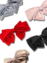 Load image into Gallery viewer, Handmade Satin Bow Hair Clip | Holiday Accessories: Red