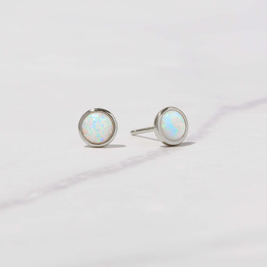 Large Opal Studs: Gold