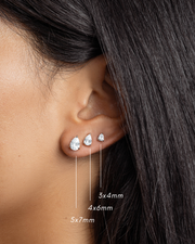 5x7mm Pear Studs: Silver