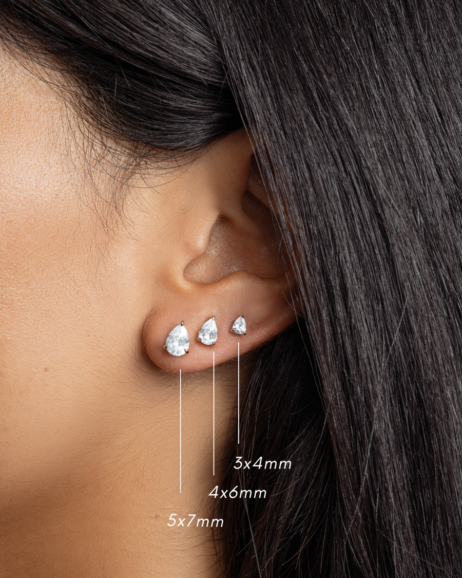 5x7mm Pear Studs: Silver
