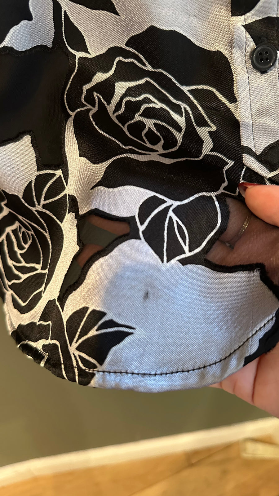 Black and White Sheer Button Down, 1990s, 40” Bust