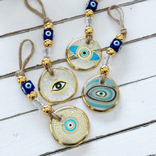 Load image into Gallery viewer, Evil Eye Wall Hanging, Gold Evil Eye Wall Decor, Protection: Style 2
