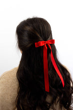 Load image into Gallery viewer, Long Matte Satin Hair Bow Barrette | Micro Alice Bow: Ivory