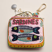 Beaded Sardine Tin Clutch – Pink Hand-Embroidered Sequin Zip Pouch: MT / ONE