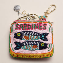 Load image into Gallery viewer, Beaded Sardine Tin Clutch – Pink Hand-Embroidered Sequin Zip Pouch: MT / ONE