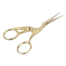 Load image into Gallery viewer, Gold-Tone or Silver Crane Scissors 3.5": Gold