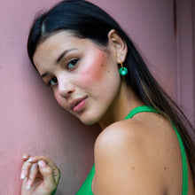 Load image into Gallery viewer, Deco Glam Medallion Oval Hoops Green