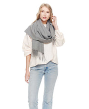 Cozy Woven Cashmere Wrap Shawl Scarf Throw: Black