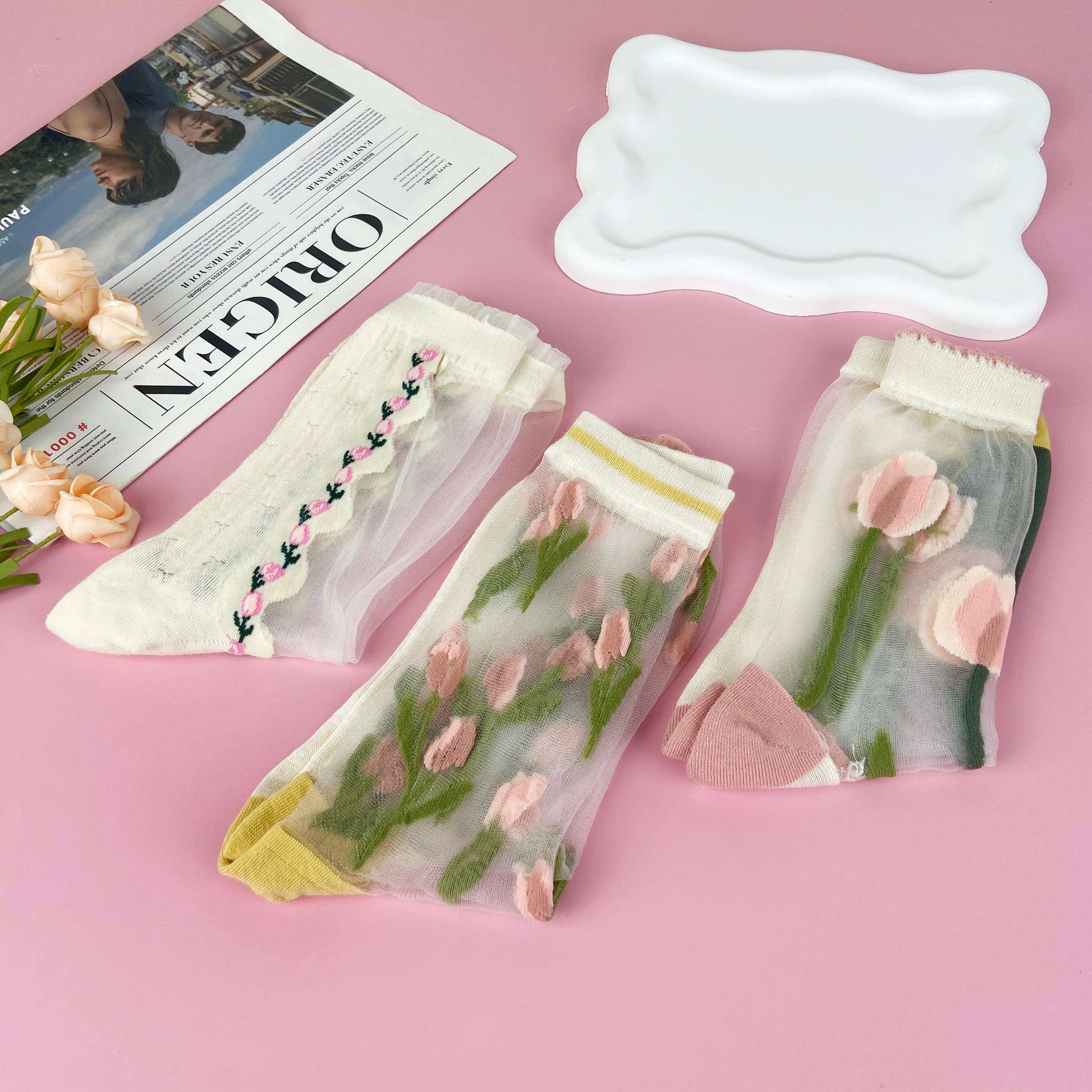Tulip mid-calf summer stockings: C