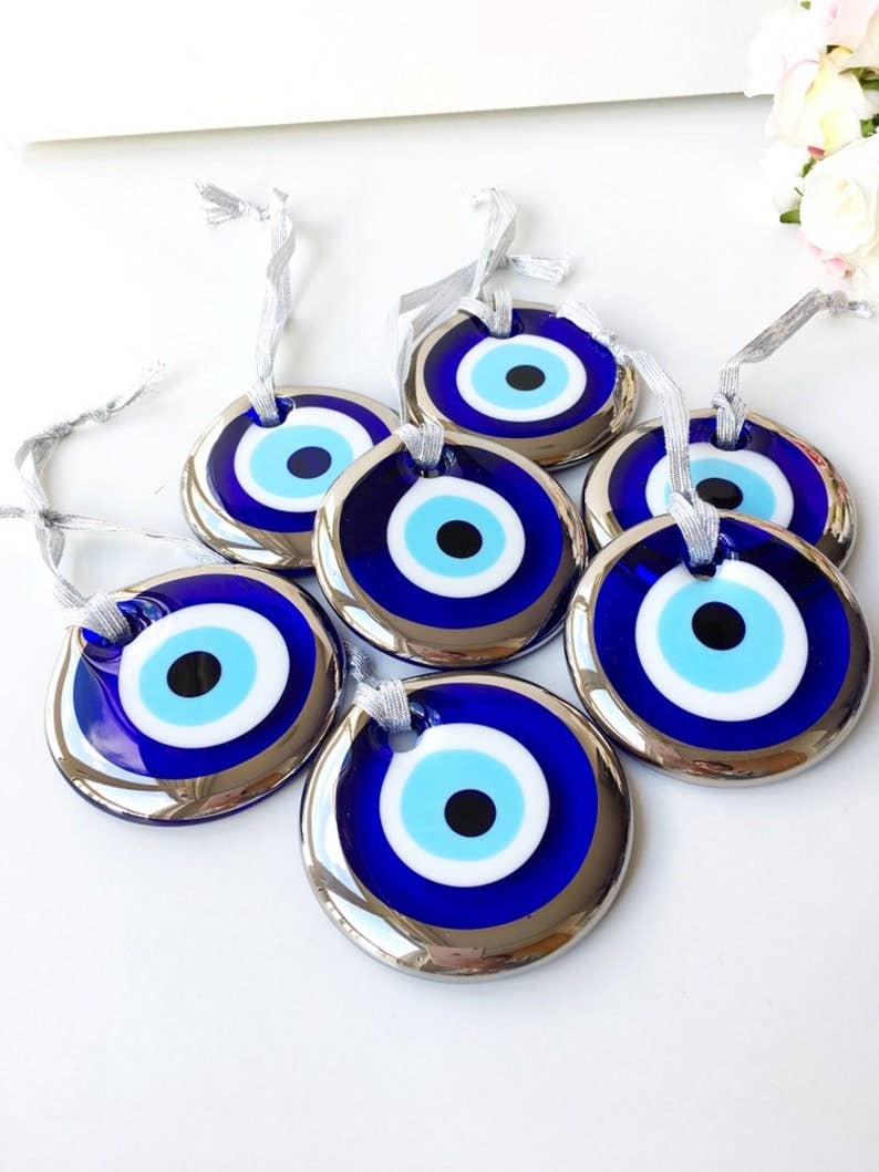 Turkish evil eye bead, gold evil eye bead, 7cm gold evil eye: Gold