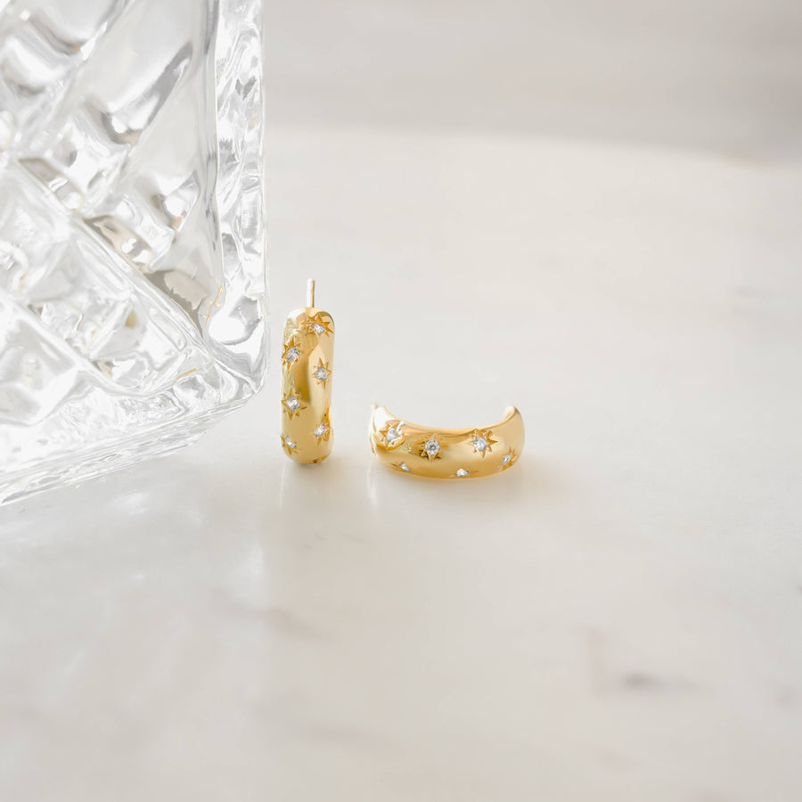 Starburst Dome Hoops: Silver