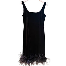 Load image into Gallery viewer, Velvet Cache Dress With Feathers, 1990’s, 36” Bust