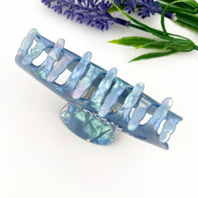 Load image into Gallery viewer, Blue Porcelain Sardine Half-Moon Acrylic Hair Claw Clip: Blue