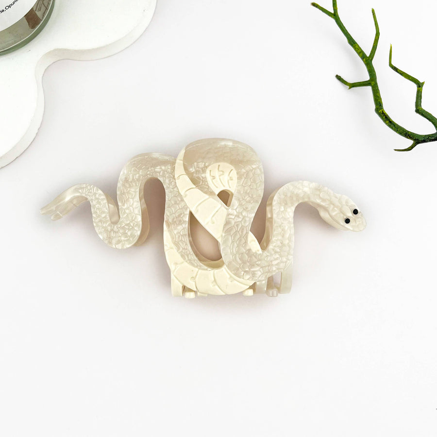 Two-color Snake Hair Clip, Acetate Animal Claw Clip: Black