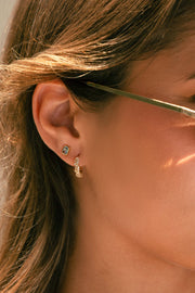 Aquamarine Baguette Studs: Gold