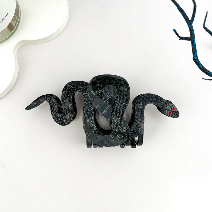 Two-color Snake Hair Clip, Acetate Animal Claw Clip: Gray