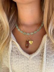 Boheme Gemstone Pendant Necklace: Rose Quartz + Tourmaline CZ