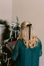 Long Matte Satin Hair Bow Barrette | Micro Alice Bow: Soft Pink
