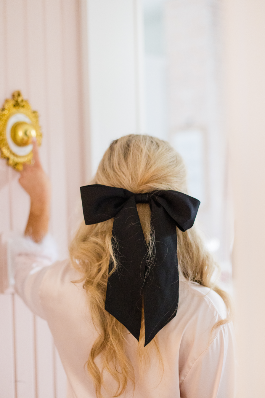 Oversized Matte Satin Hair Bow Barrette | Bailee Bow OS: Black