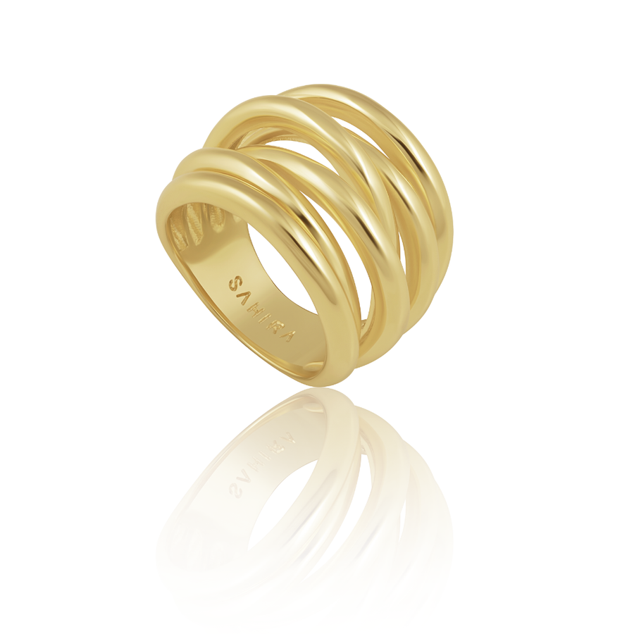 Lennon Multi Layered Gold Ring: 8