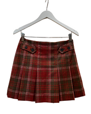 Red Plaid Wool Mini Skirt, 1990s, 27” Waist