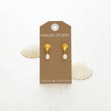 Load image into Gallery viewer, Shell and Pearl Stud Drop Earrings