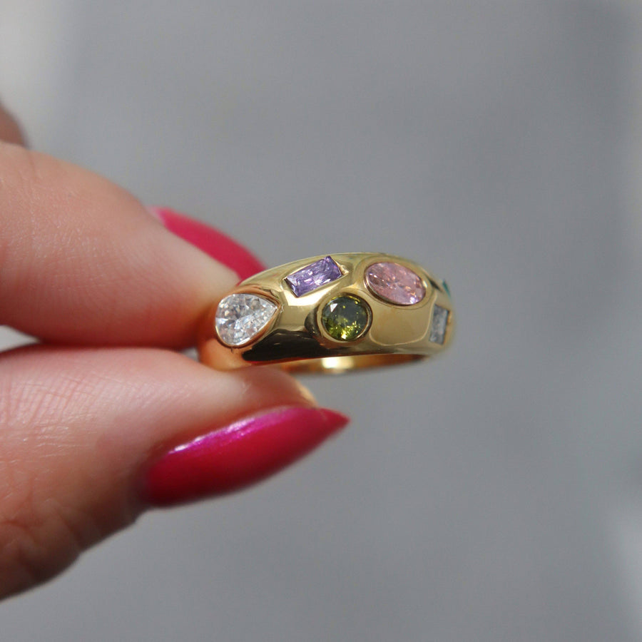 Mosaic Ring | Multicolor Gem Ring: 6