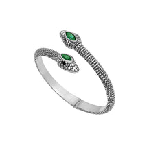Load image into Gallery viewer, Twin Snake Cuff Bracelet: Rhodium Plated