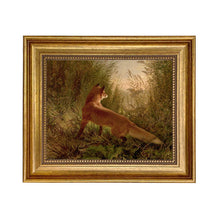 Load image into Gallery viewer, Fox Flushing Ducks Oil Painting Print on Canvas, Gold Frame: Antiqued gold resin / 5" x 6"