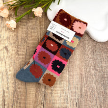 Load image into Gallery viewer, Vintage Floral Checkered Mid-Calf Socks: Red
