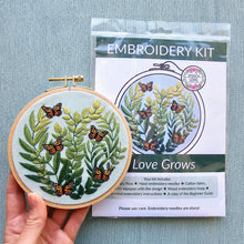 Load image into Gallery viewer, "Love Grows" butterfly hand embroidery kit