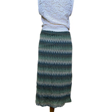 Load image into Gallery viewer, Green Chevron Skirt, 1990s, 28- 32” Waist