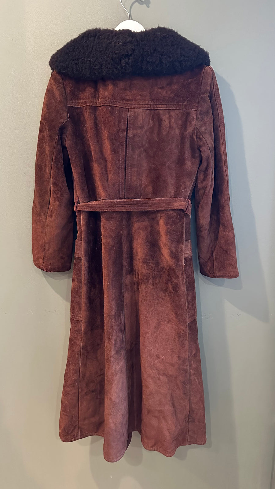 Chocolate Brown Suede Jacket with Shearling, 1970s, 38” Bust